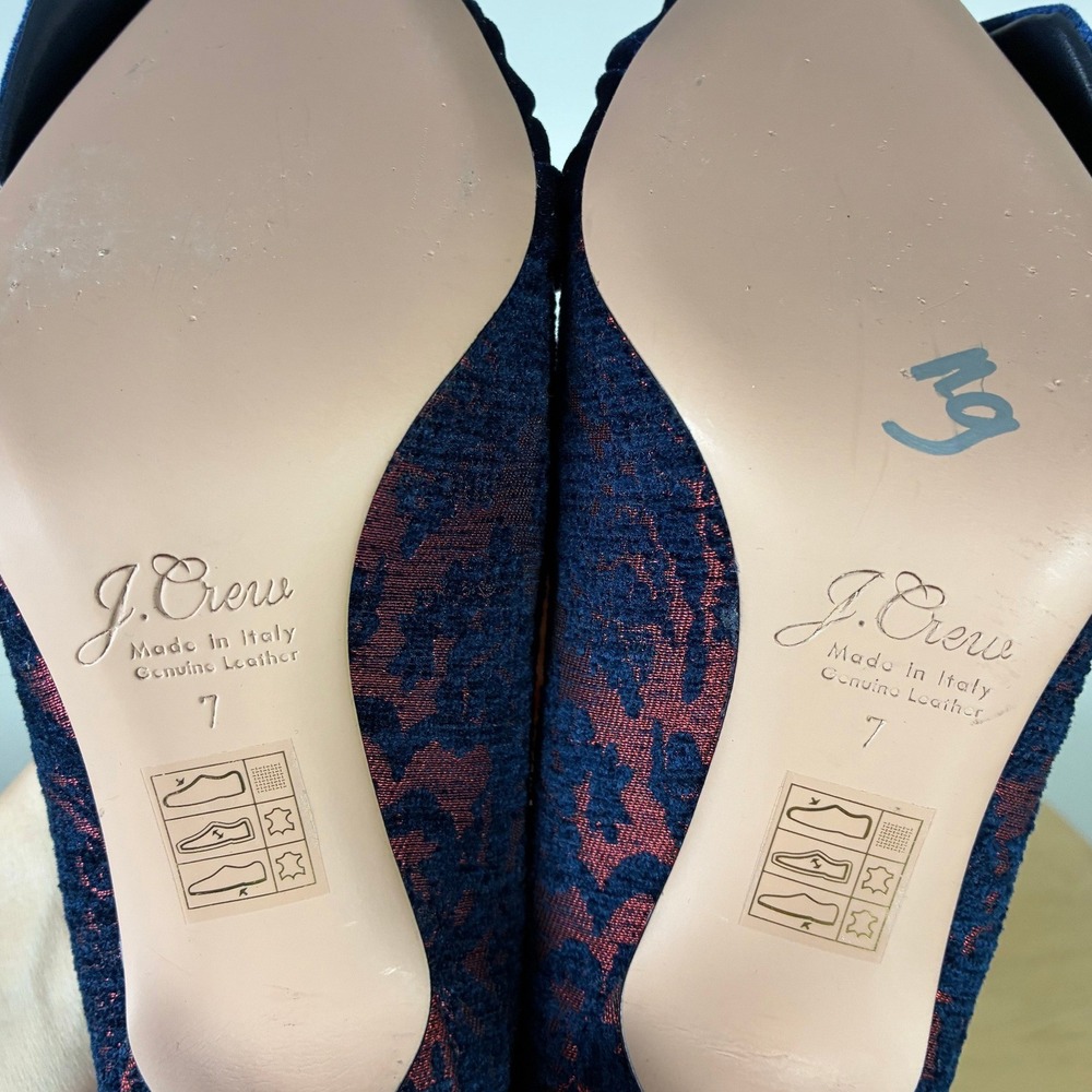 J. Crew Elsie Pump Women's 7 Velvet Brocade Rhinestone Bow Chic Formal Party - Picture 7 of 8